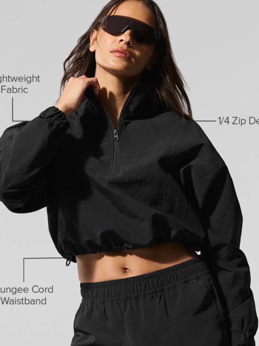 ALO Yoga Cropped 1/4 Zip Alumni Pullover